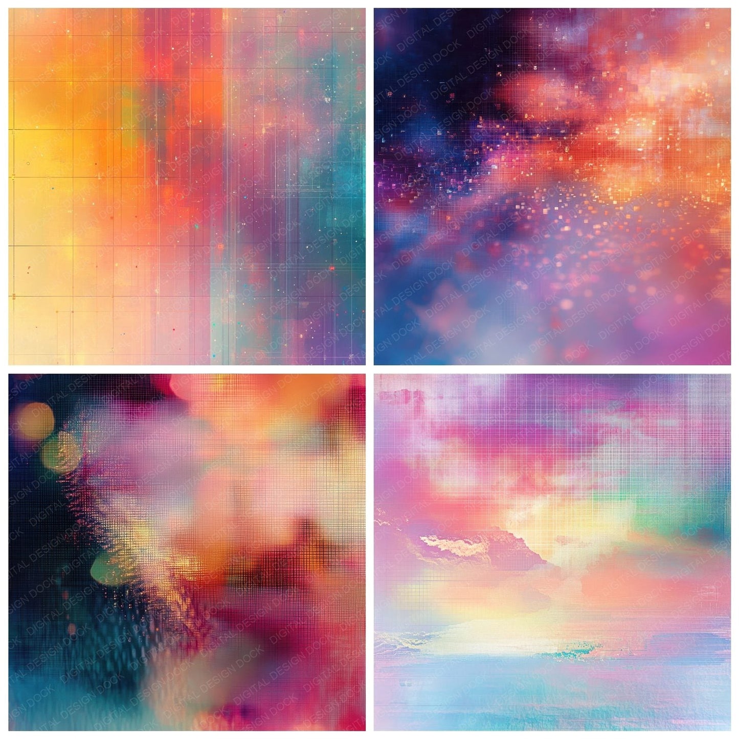 Iridescent Pixel Glow Digital Paper Pack (DDD002153)