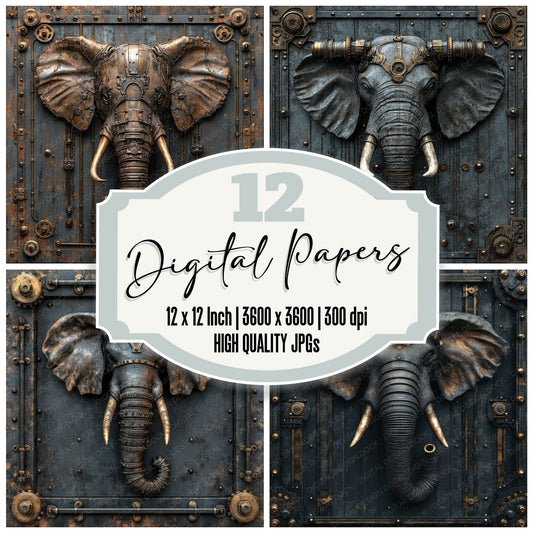 Iron Elephant Valve Border Digital Paper Pack (DDD002155)