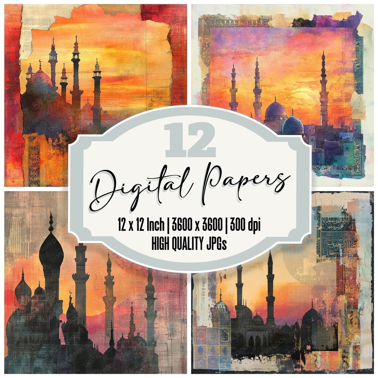 Istanbul Tile Minarets Digital Paper Pack (DDD002163)