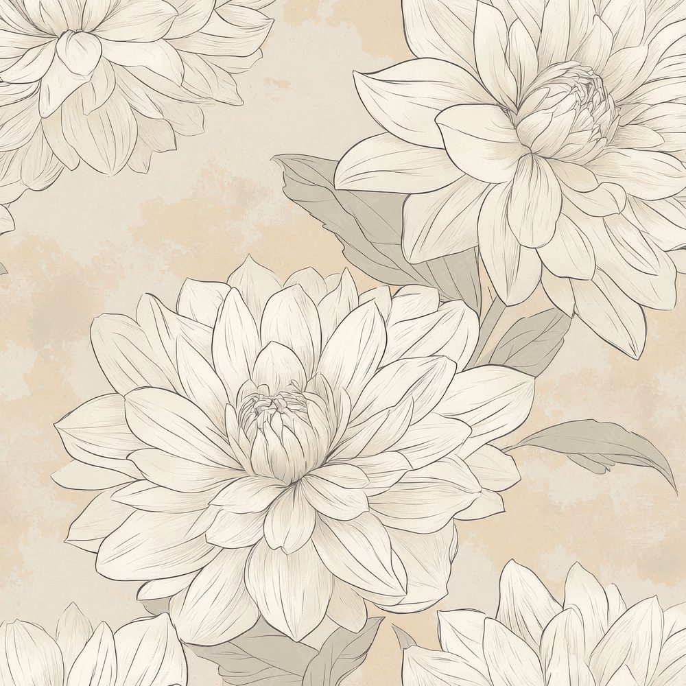 Ivory Dahlia Outline Digital Paper Pack (DDD002167)