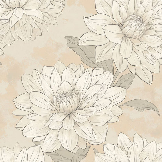 Ivory Dahlia Outline Digital Paper Pack (DDD002167)
