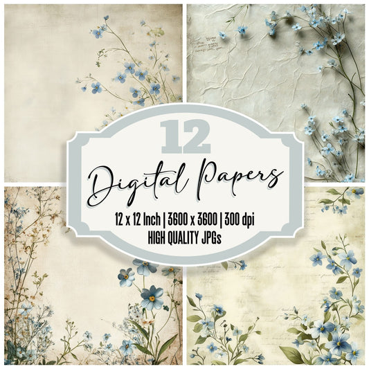 Ivory ForgetMe Bloom Digital Paper Pack (DDD002172)