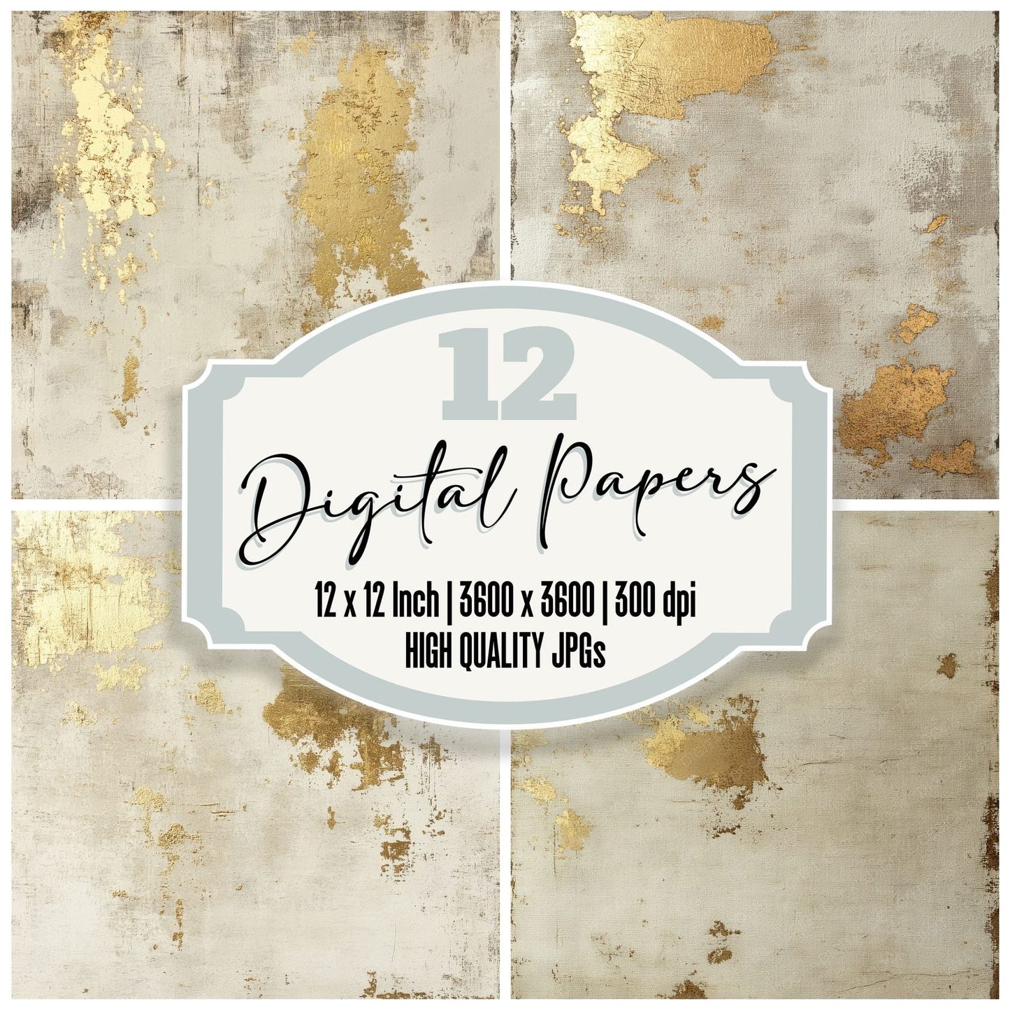 Ivory Gold Flake Digital Paper Pack (DDD002174)