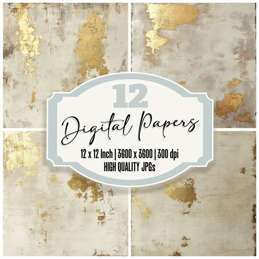 Ivory Gold Flake Digital Paper Pack (DDD002174)