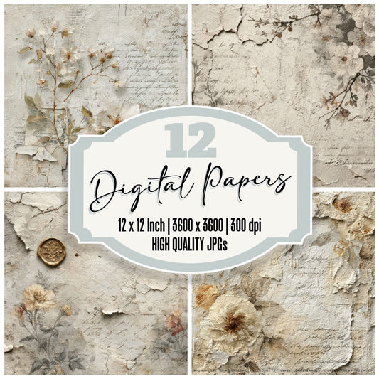 Ivory Wax Script Vellum Digital Paper Pack (DDD002184)