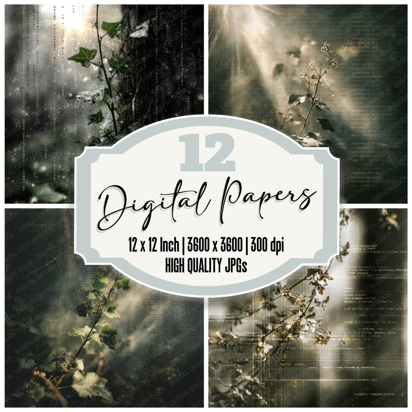 Ivy Flare Text Digital Paper Pack (DDD002186)