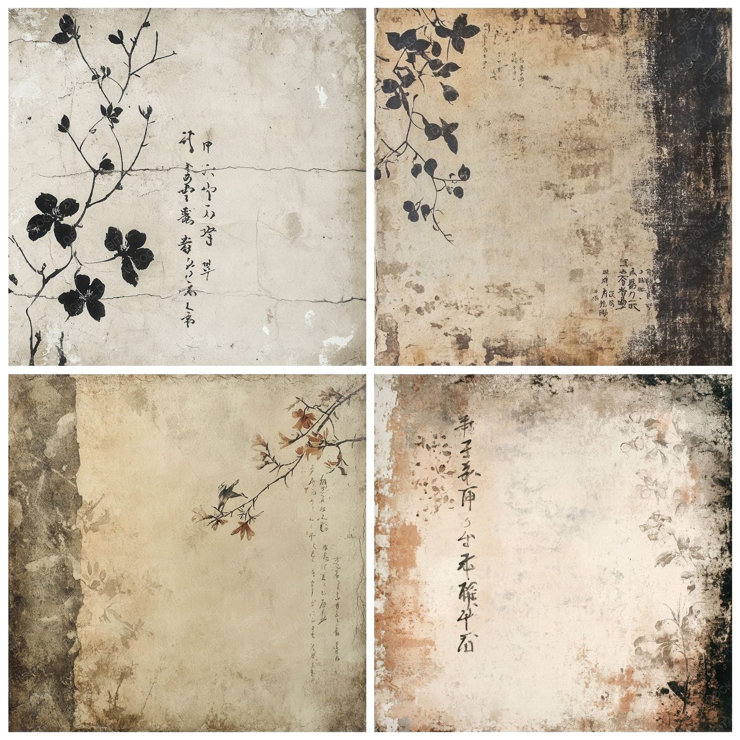 Japanese Calligraphy Background Digital Paper Pack (DDD002200)