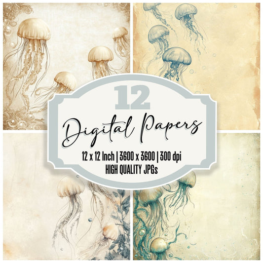 Jellyfish Drift Ocean Digital Paper Pack (DDD002213)