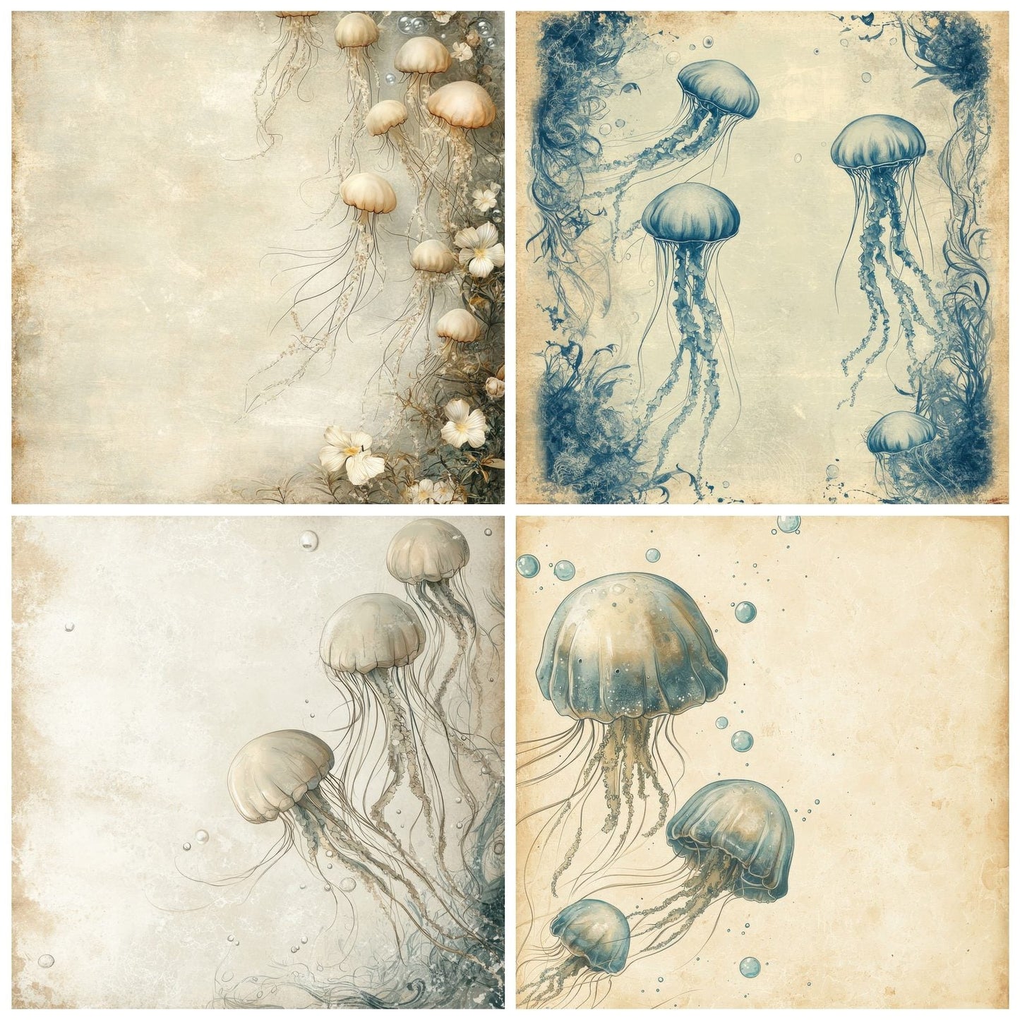 Jellyfish Drift Ocean Digital Paper Pack (DDD002213)