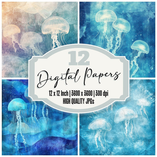 Jellyfish Water Layers Digital Paper Pack (DDD002215)