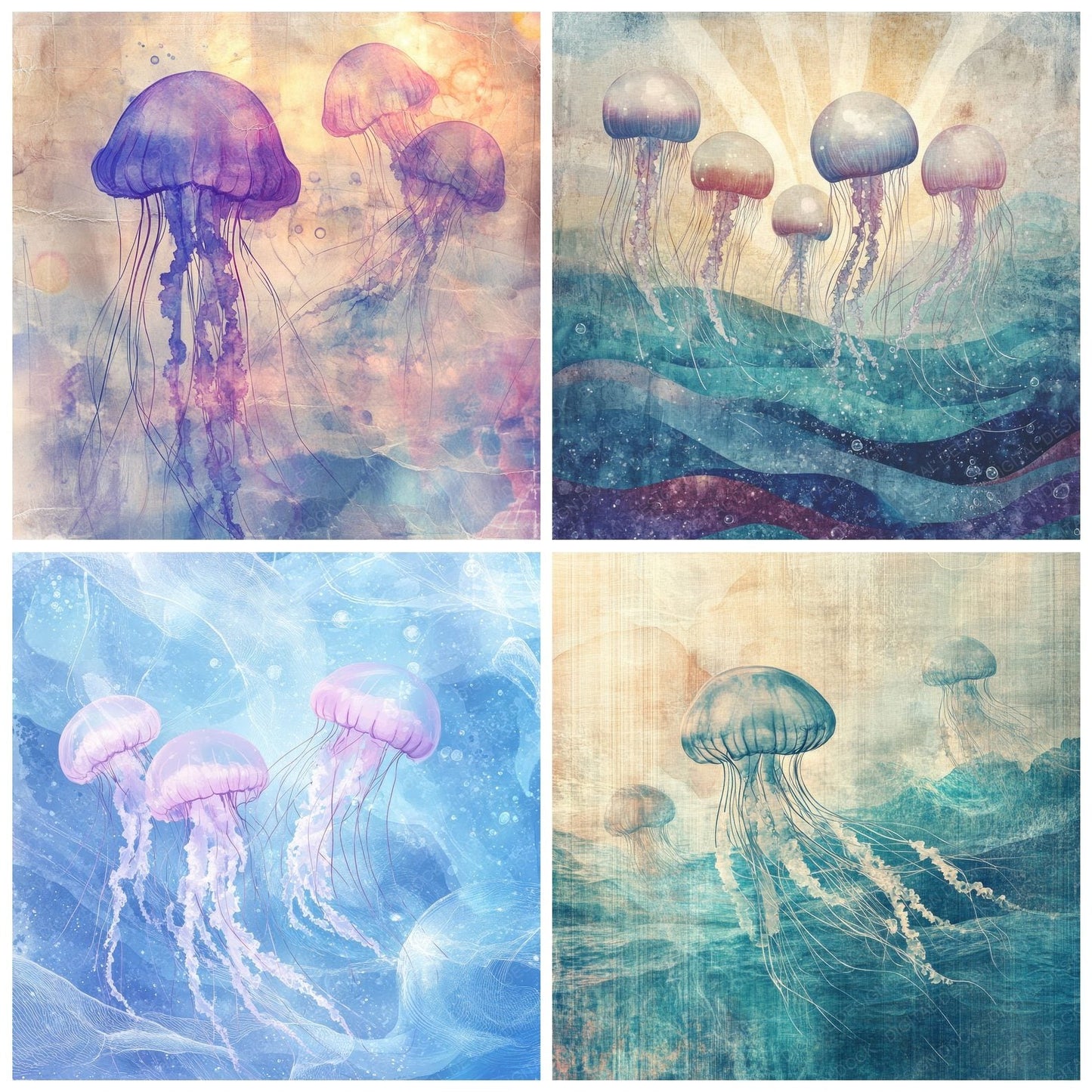 Jellyfish Water Layers Digital Paper Pack (DDD002215)