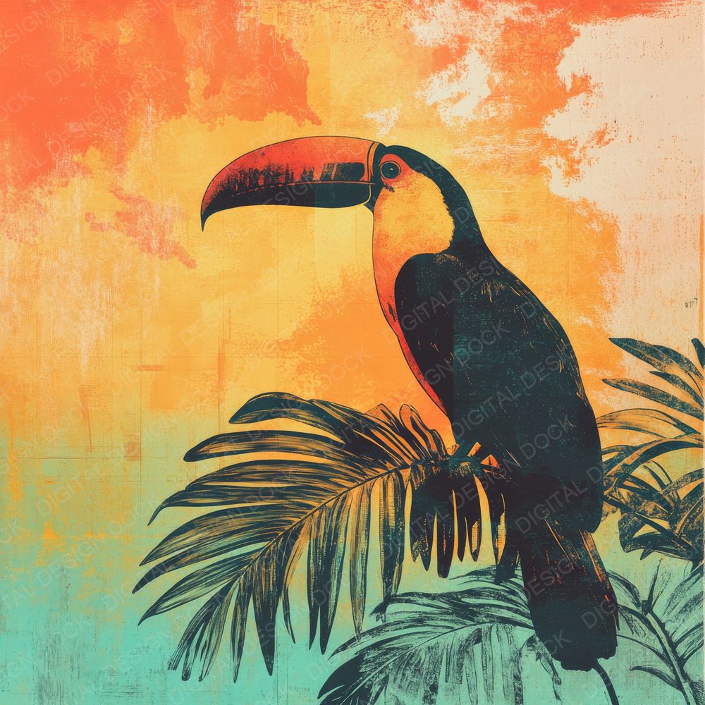 Jungle Sunset Toucan Digital Paper Pack (DDD002224)