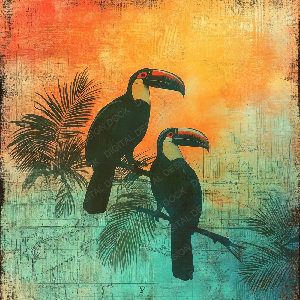 Jungle Sunset Toucan Digital Paper Pack (DDD002224)