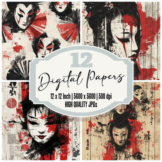Kabuki Ink Flyer Digital Paper Pack (DDD002226)