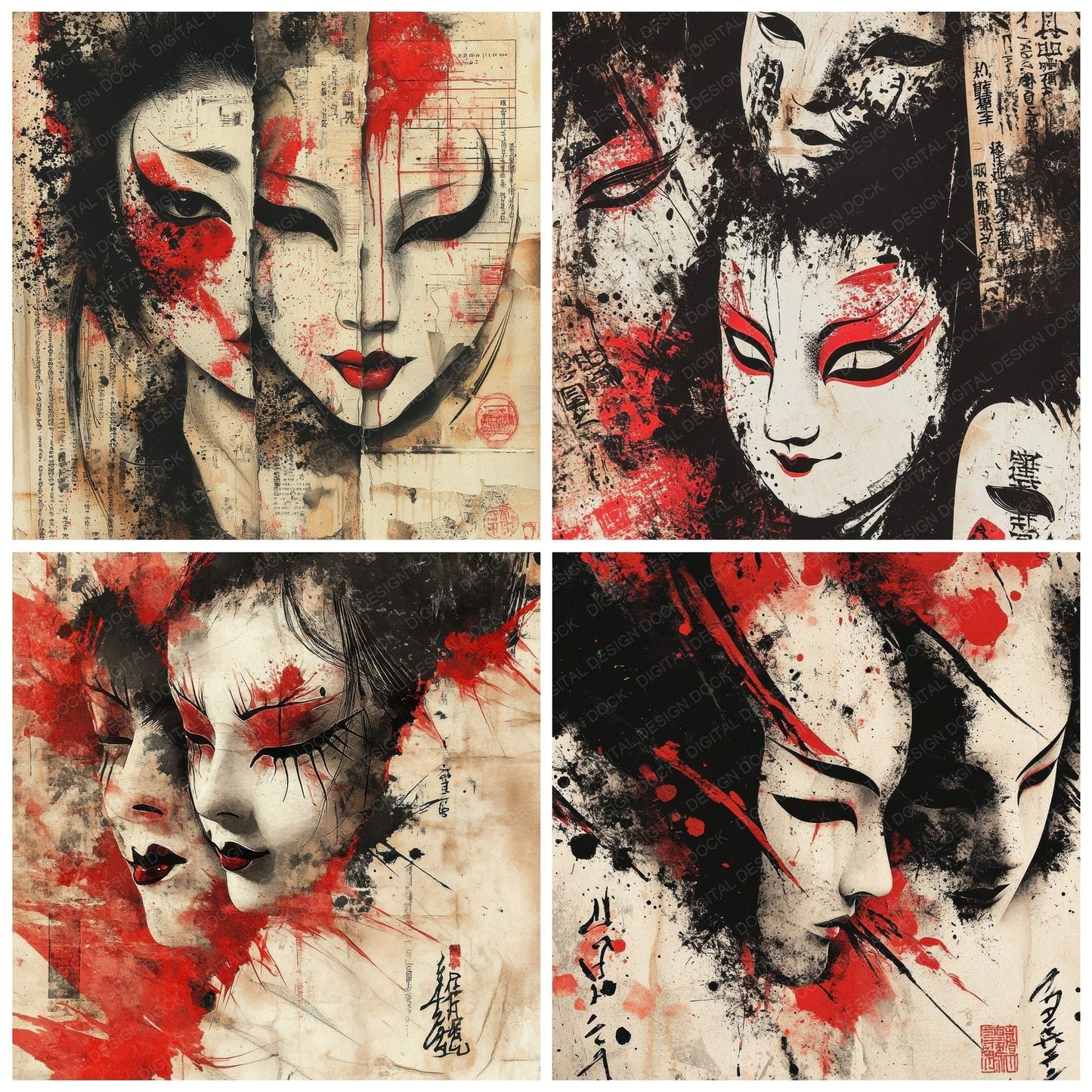 Kabuki Ink Flyer Digital Paper Pack (DDD002226)