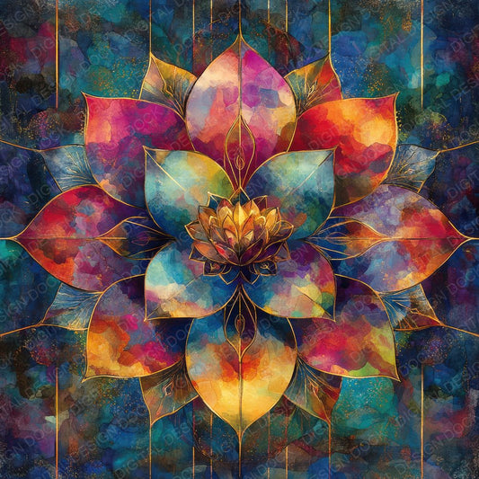 Kaleidoscopic Lotus Mandala Digital Paper Pack (DDD002229)