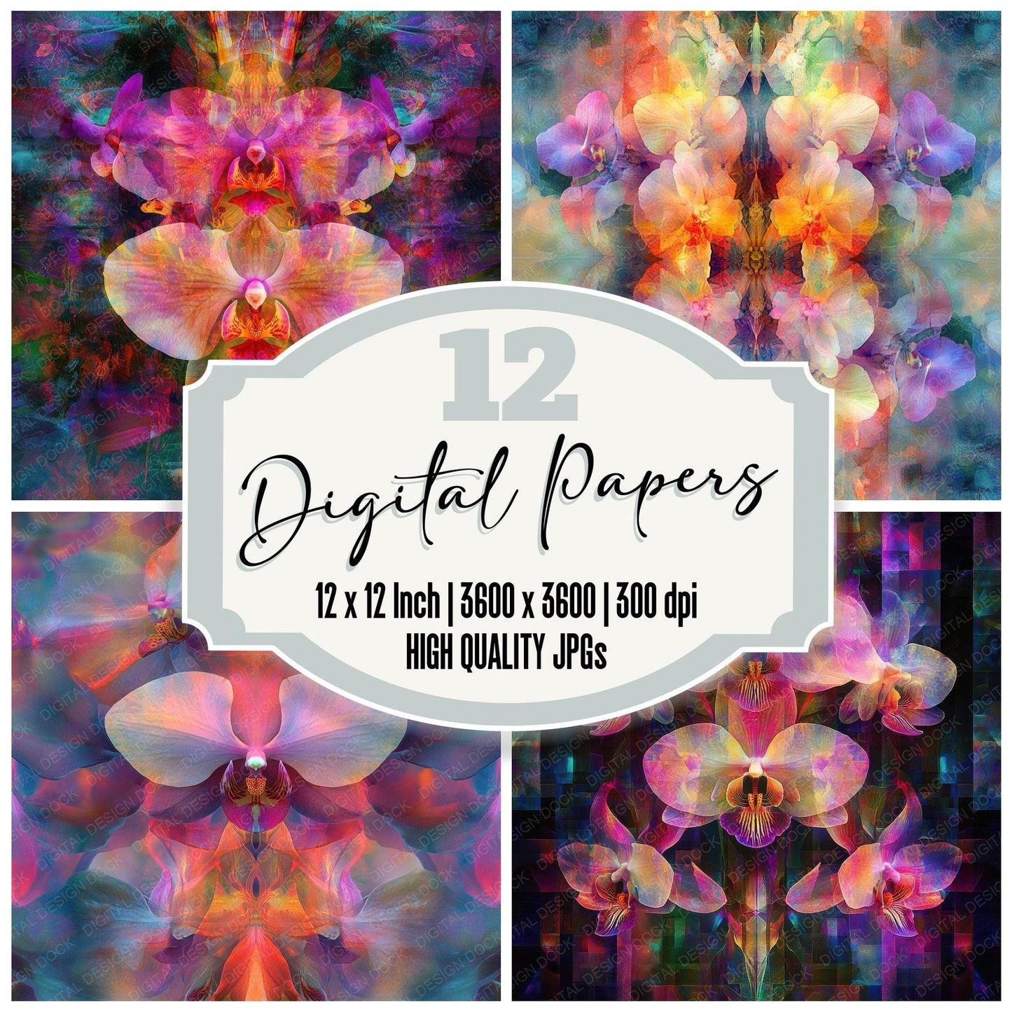 Kaleidoscopic Orchid Prism Digital Paper Pack (DDD002230)