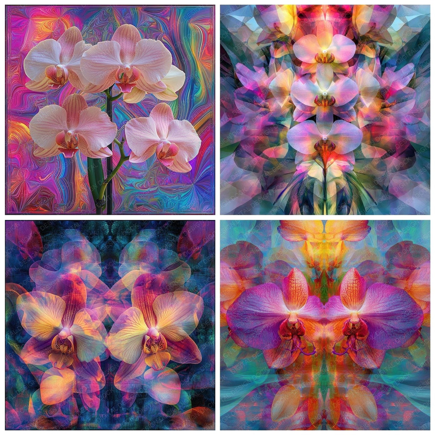 Kaleidoscopic Orchid Prism Digital Paper Pack (DDD002230)