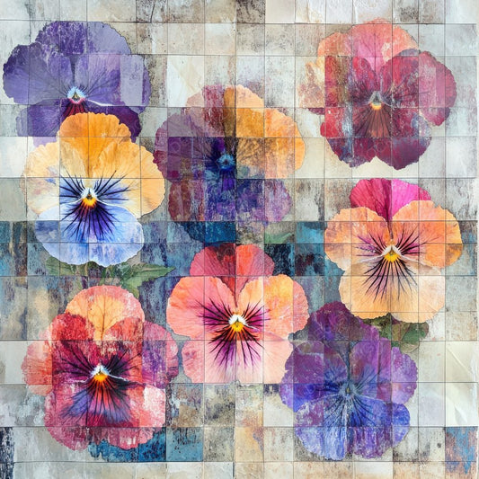 Kaleidoscopic Pansy Textile Digital Paper Pack (DDD002231)