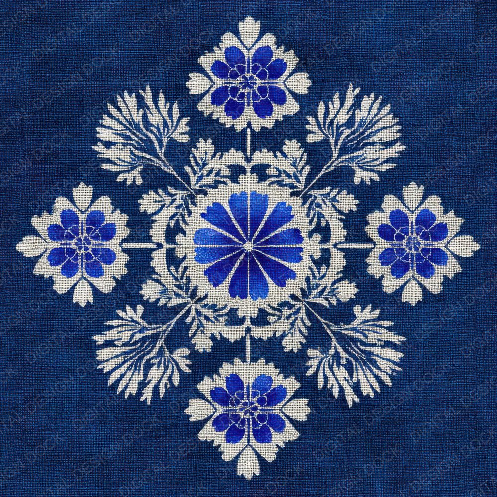 Katazome Indigo Stencil Linen Resist Digital Paper Pack (DDD002233)