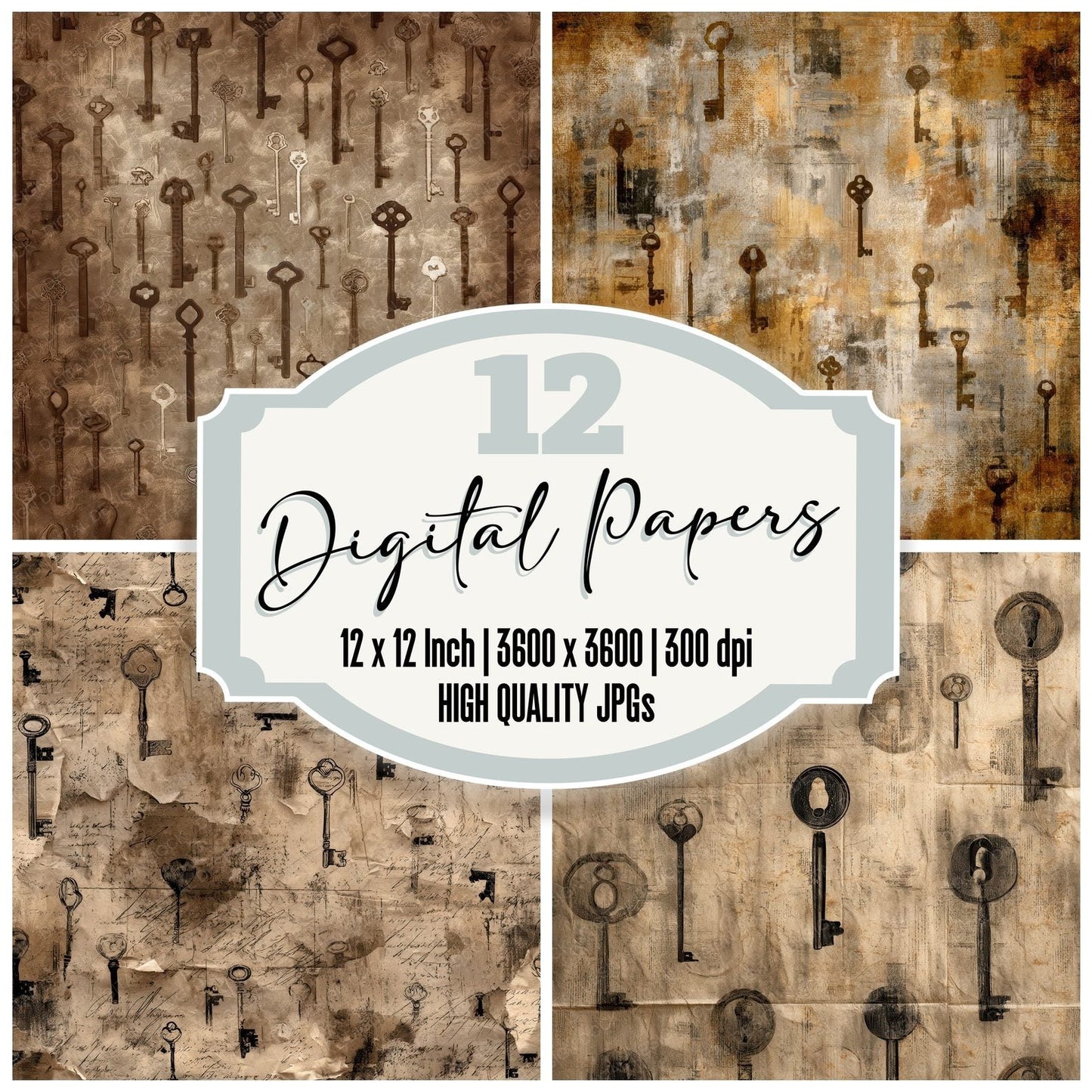 Key Lock Washi Marks Digital Paper Pack (DDD002236)