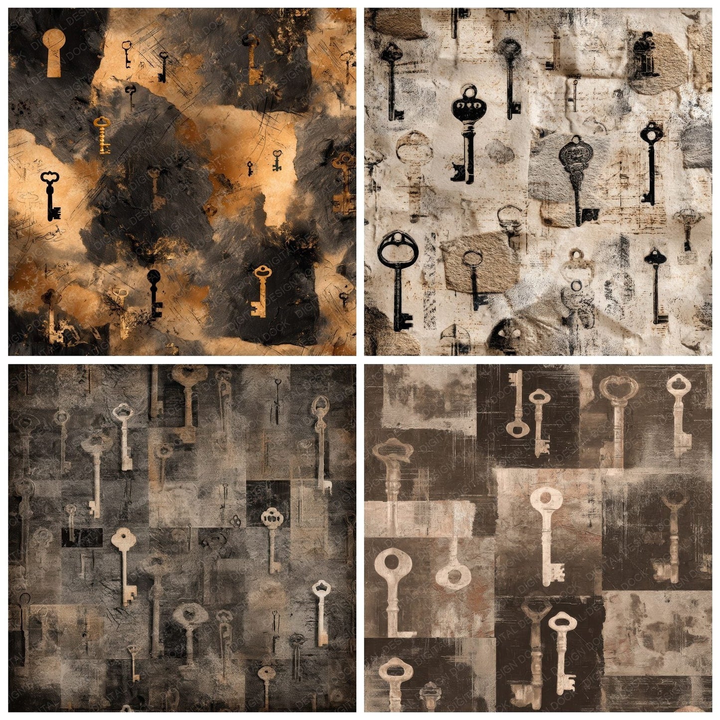 Key Lock Washi Marks Digital Paper Pack (DDD002236)