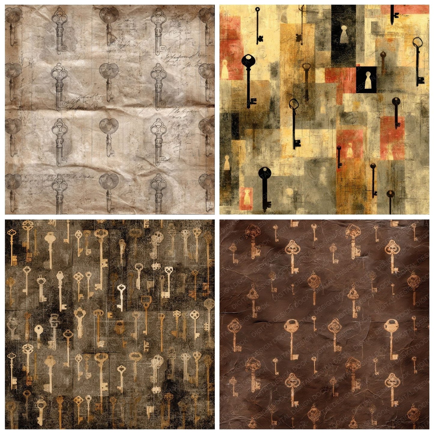 Key Lock Washi Marks Digital Paper Pack (DDD002236)