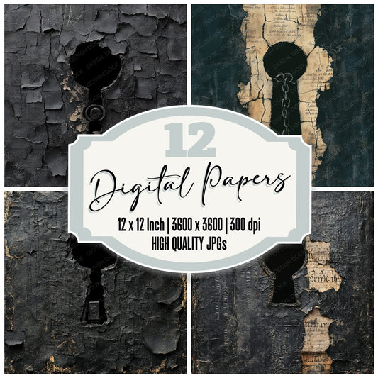 Keyhole Ash Script Digital Paper Pack (DDD002237)