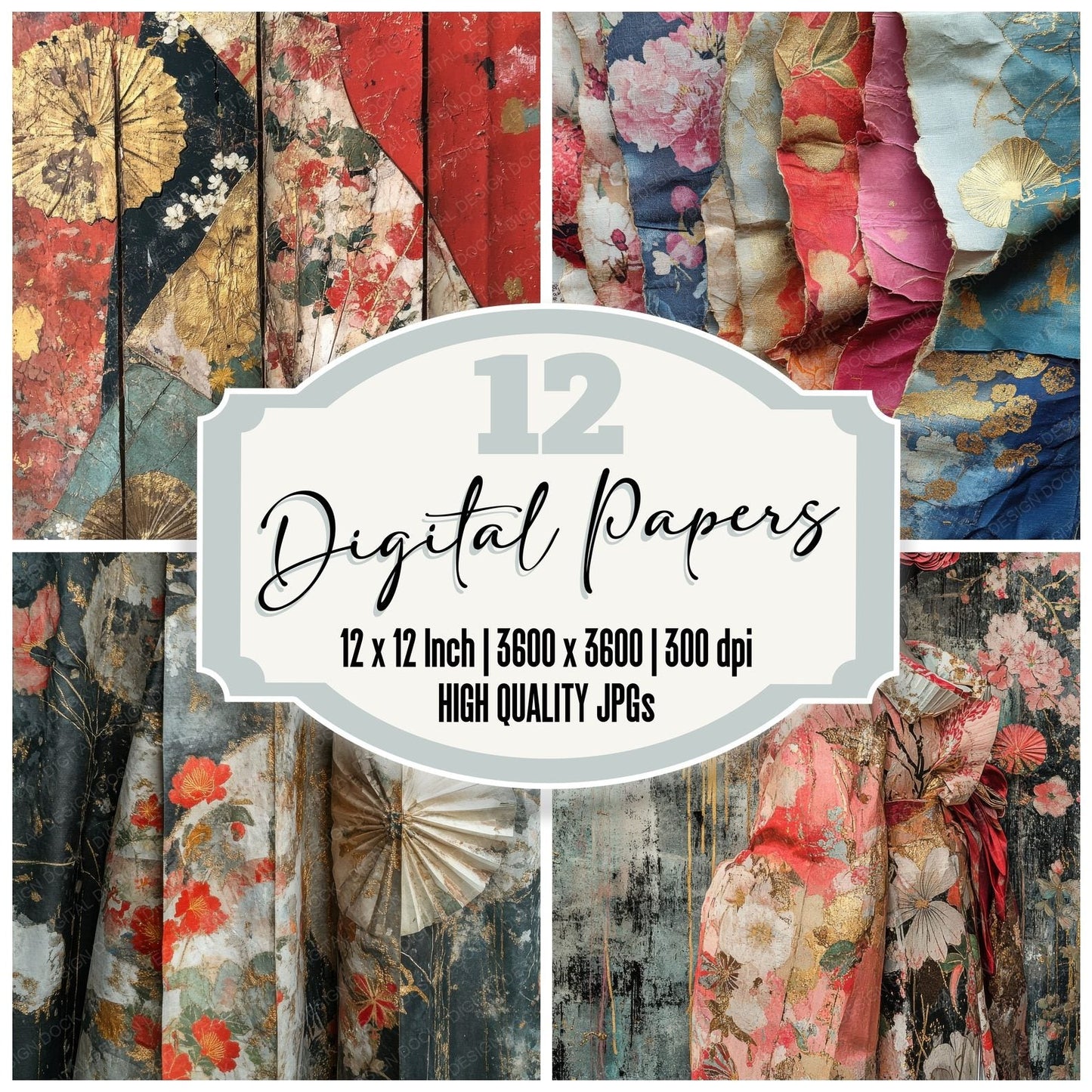 Kimono Silk Print Digital Paper Pack (DDD002238)