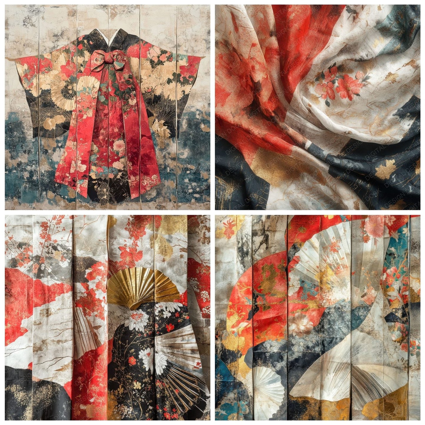 Kimono Silk Print Digital Paper Pack (DDD002238)