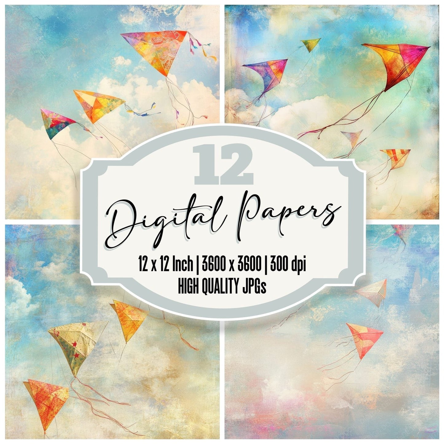 Kite Festival Strings Background Digital Paper Pack (DDD002242)