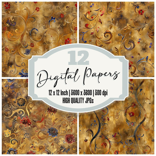 Klimt Inspired Digital Paper Pack (DDD002246)