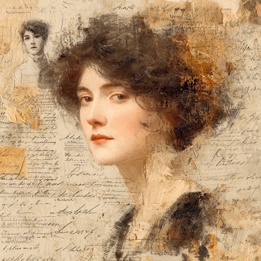 Klimt Sketch Gold Edge Parchment Digital Paper Pack (DDD002247)