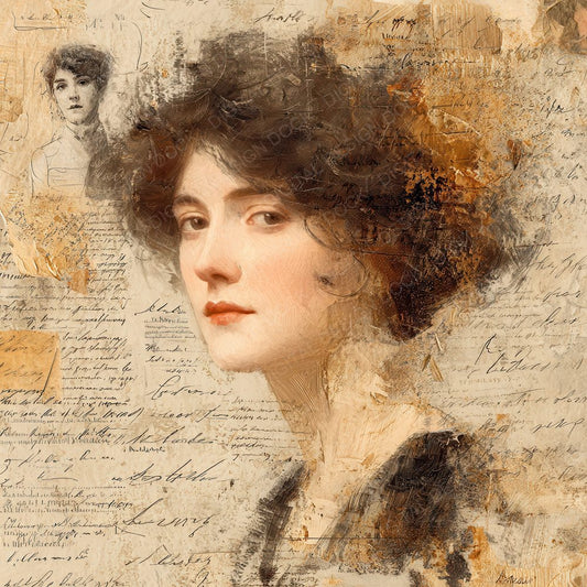 Klimt Sketch Gold Edge Parchment Digital Paper Pack (DDD002247)