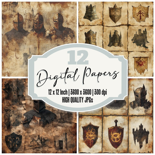 Knight Helmet Shield Digital Paper Pack (DDD002248)