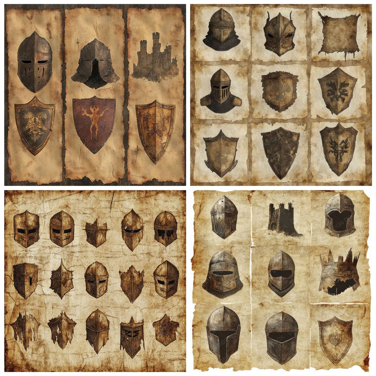Knight Helmet Shield Digital Paper Pack (DDD002248)
