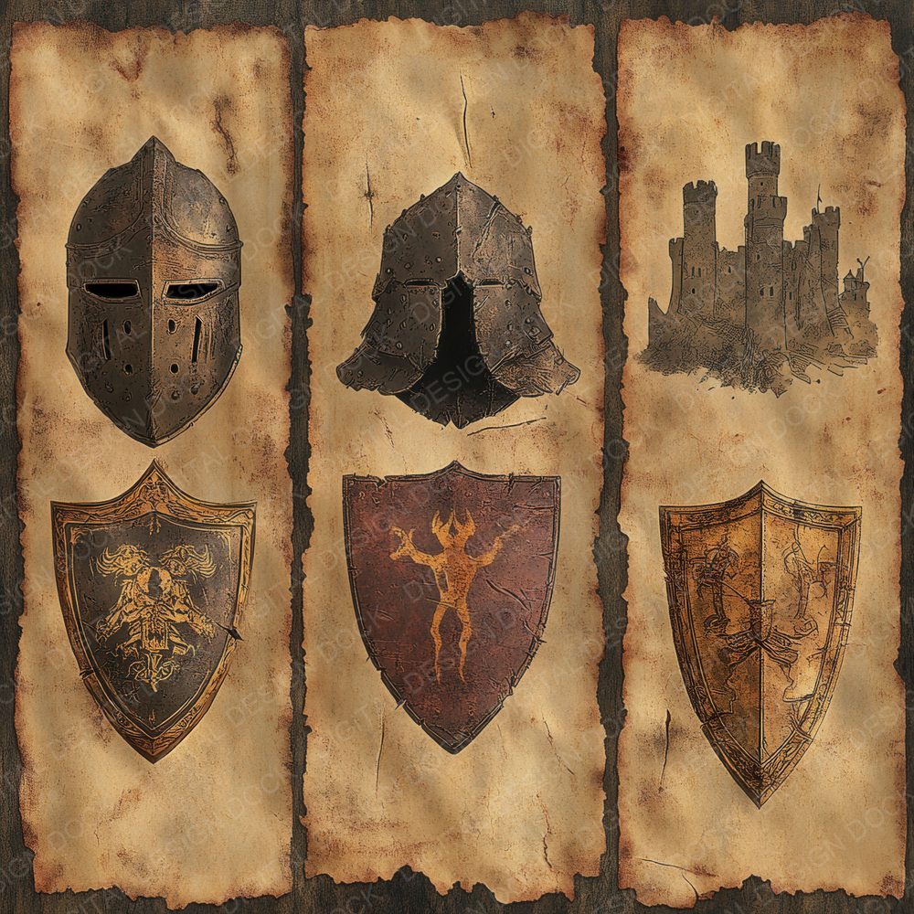 Knight Helmet Shield Digital Paper Pack (DDD002248)