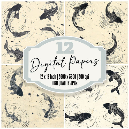 Koi Ripple Print Digital Paper Pack (DDD002253)