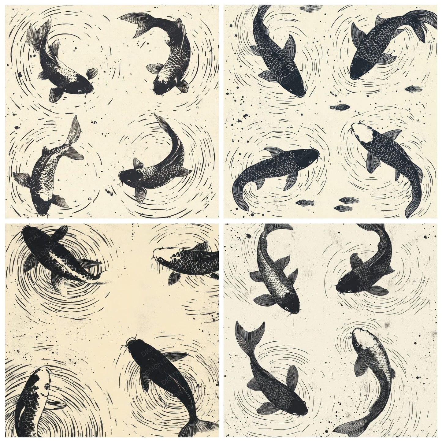 Koi Ripple Print Digital Paper Pack (DDD002253)
