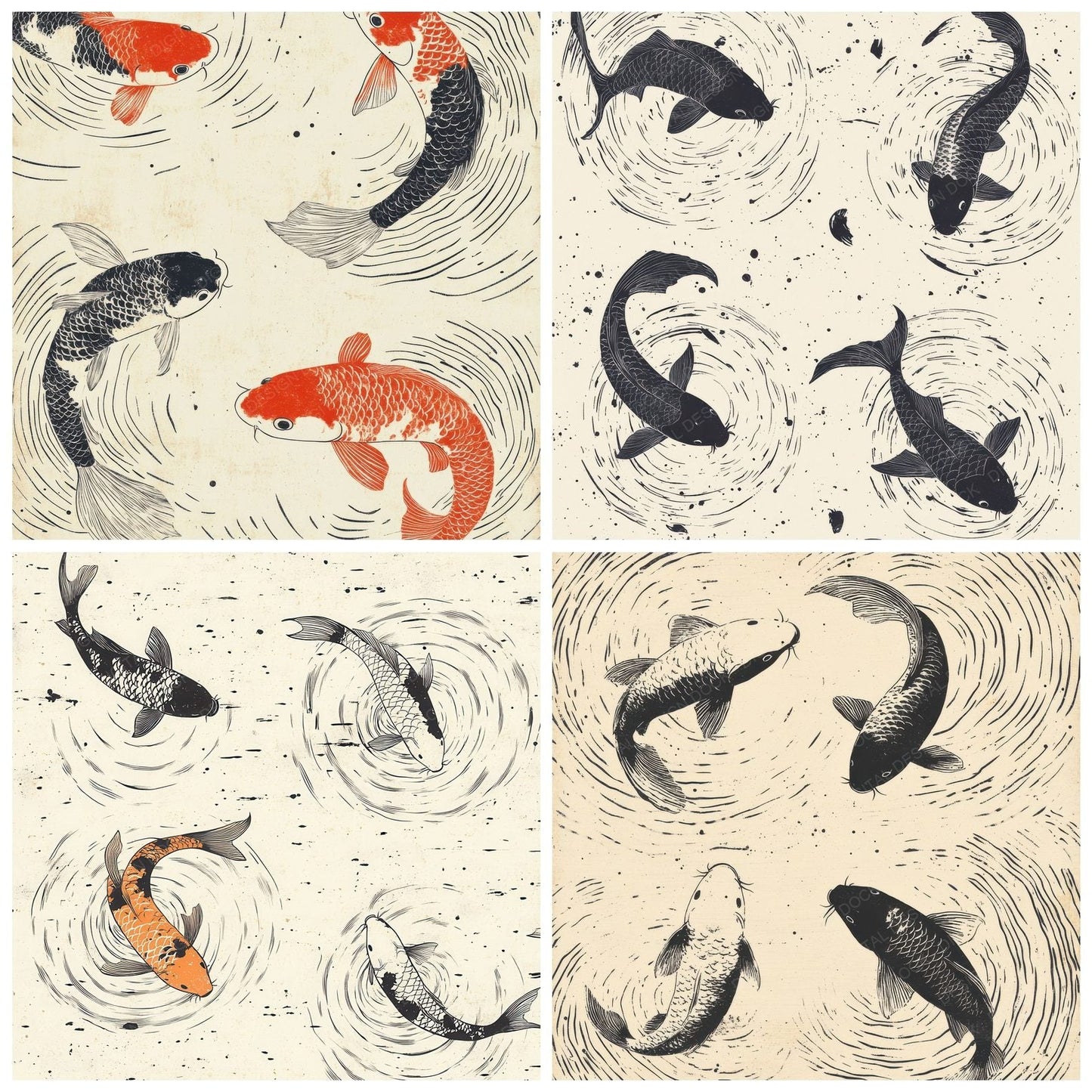 Koi Ripple Print Digital Paper Pack (DDD002253)