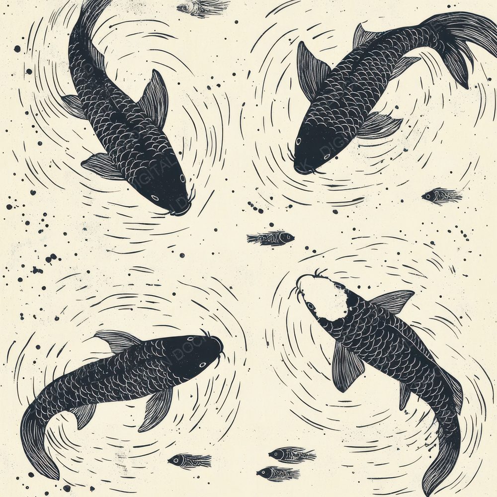 Koi Ripple Print Digital Paper Pack (DDD002253)