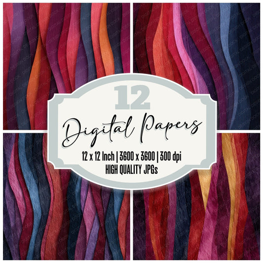 Konate Strip Flow Indigo Crimson Digital Paper Pack (DDD002255)