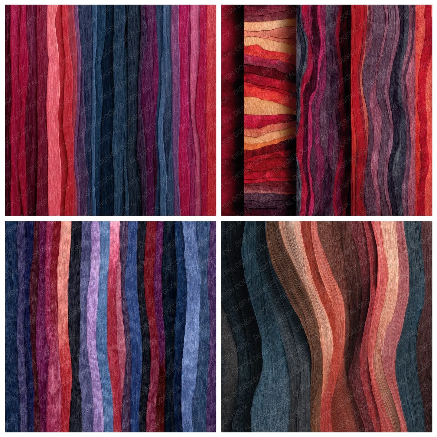 Konate Strip Flow Indigo Crimson Digital Paper Pack (DDD002255)
