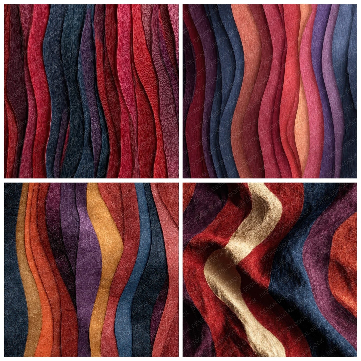 Konate Strip Flow Indigo Crimson Digital Paper Pack (DDD002255)