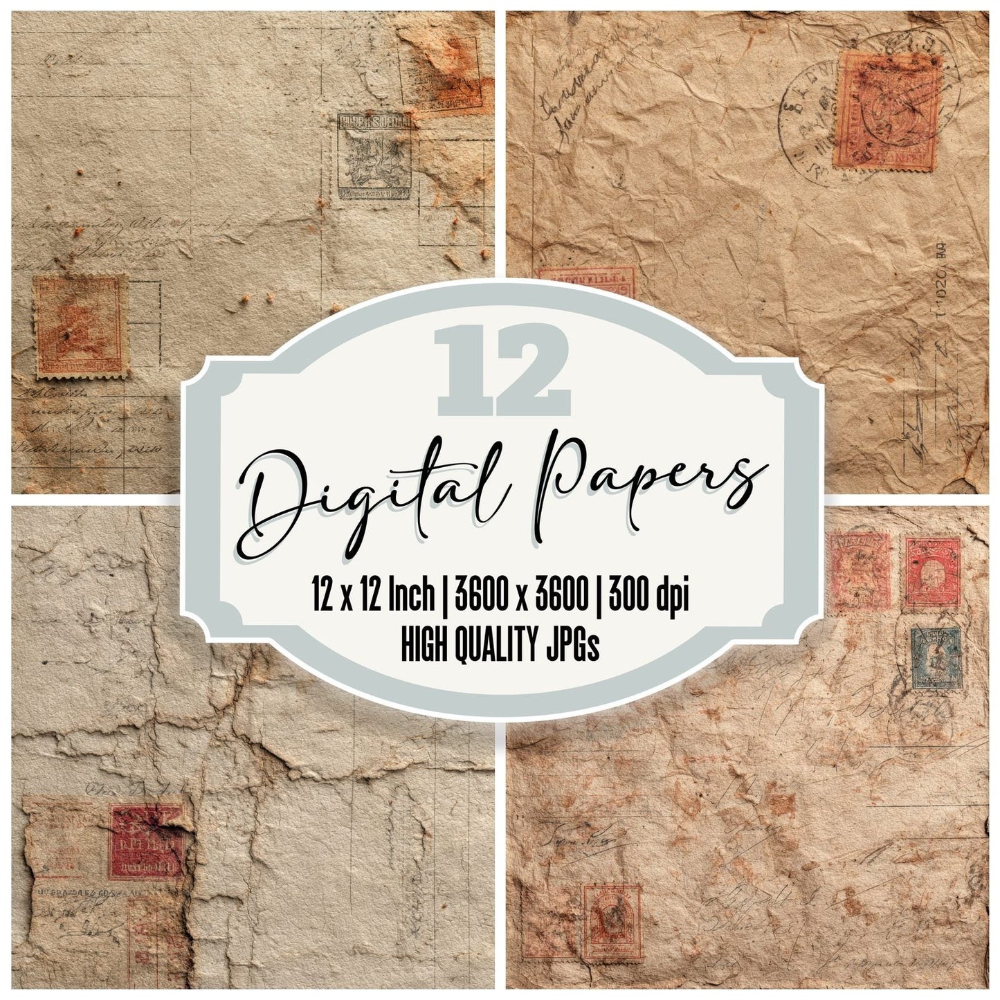 Kraft Ledger Stamp Digital Paper Pack (DDD002257)
