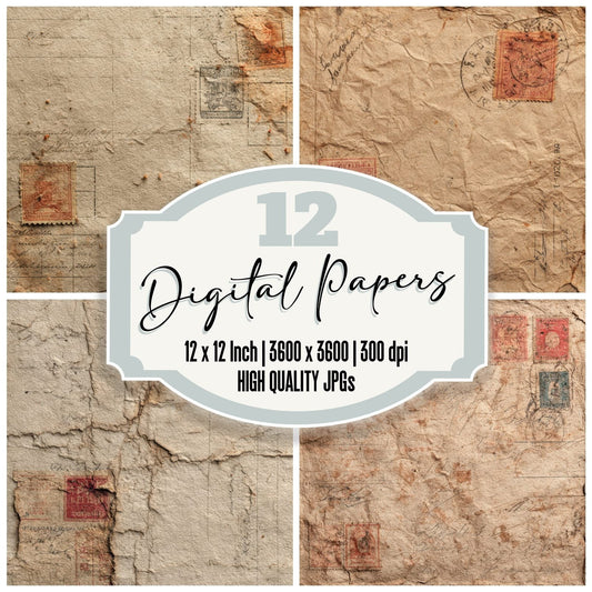Kraft Ledger Stamp Digital Paper Pack (DDD002257)