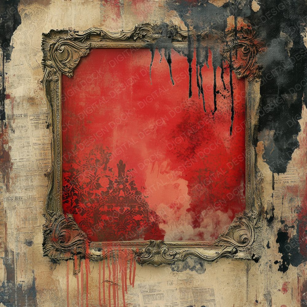 Lace Ornate Frame Red Digital Paper Pack (DDD002263)