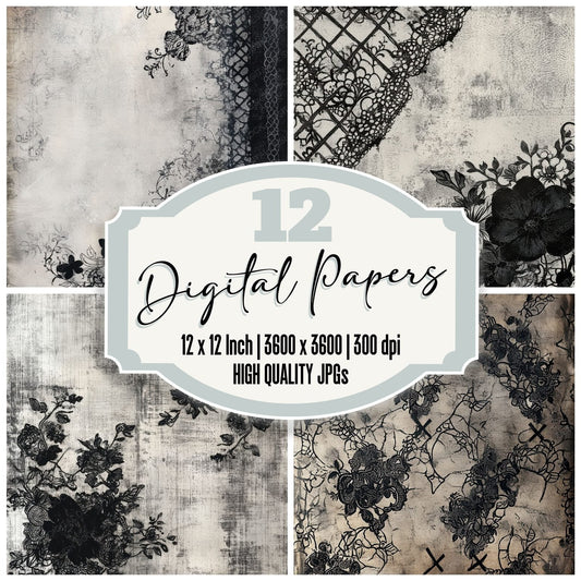 Lace Wilted Longing Digital Paper Pack (DDD002265)