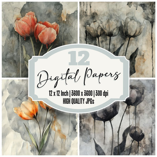 Lacrimose Tulip Ink Digital Paper Pack (DDD002269)