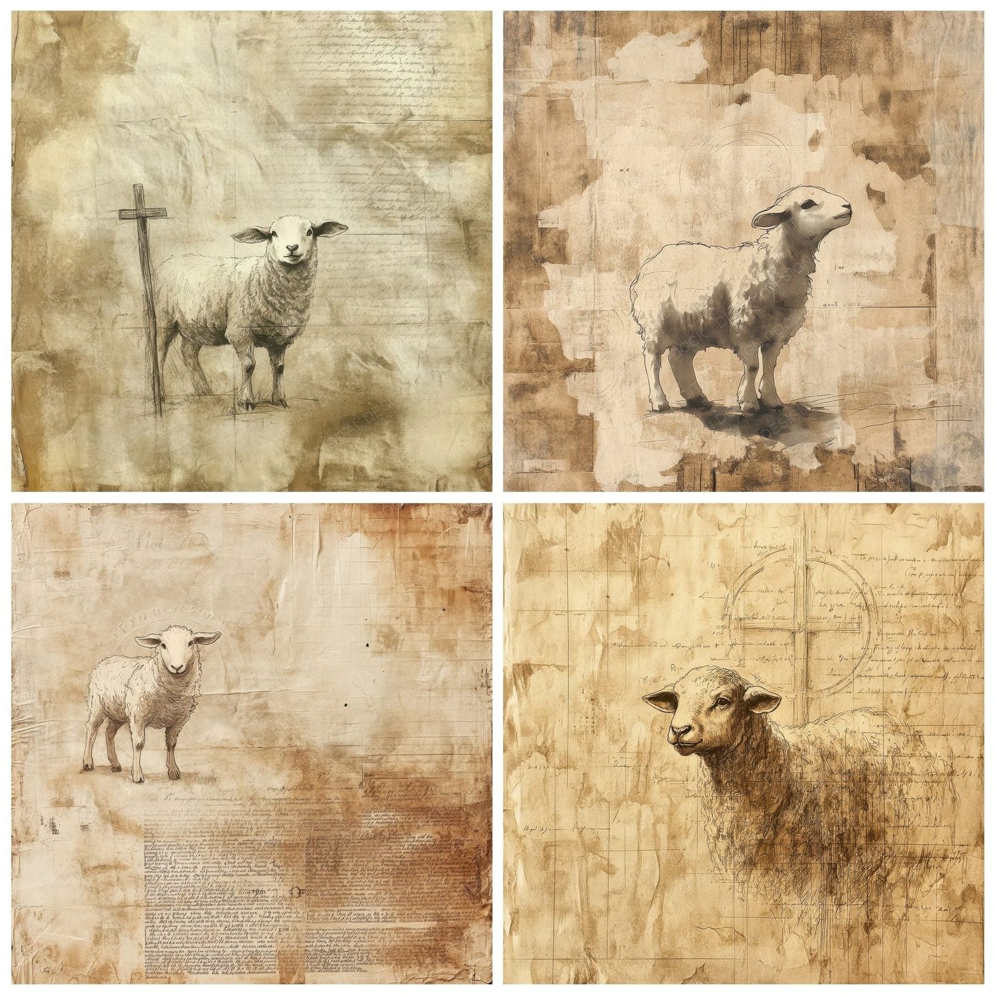 Lamb Shepherd Script Digital Paper Pack (DDD002271)